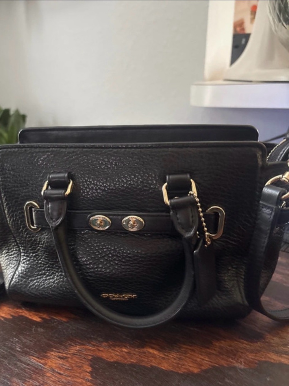 Coach Black Blake Pebbled Leather Satchel
